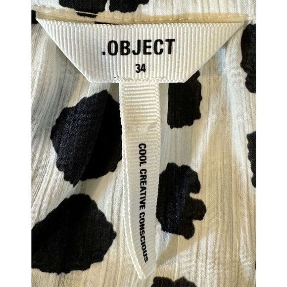 NWOT .Object Band Collar Black & White Bohemian Long Sleeve Abstract Dress XS - Picture 4 of 9